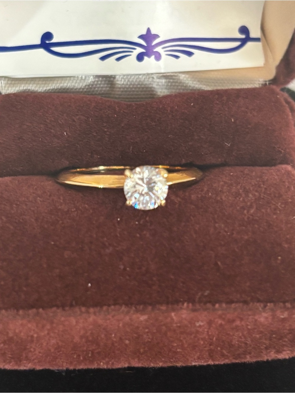 Vintage Magnificent Cubic Zirconia Gold-Tone Solitaire Ring